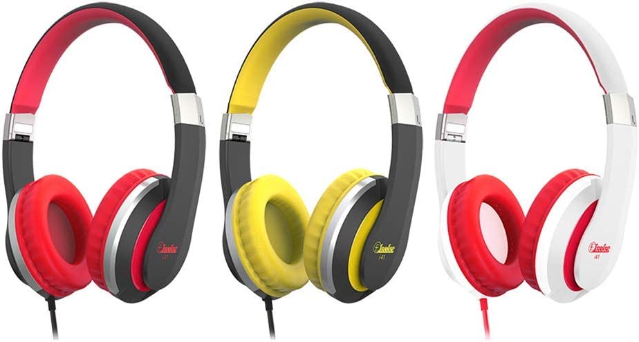 ELECDER i41 Kids Headphones， Headphones for Kids Children Girls Boys Teens Foldable Adjustable On Ear Headphones with 3.5mm Jack for Cellphones Computer MP3/4 Kindle School(Red/Black)