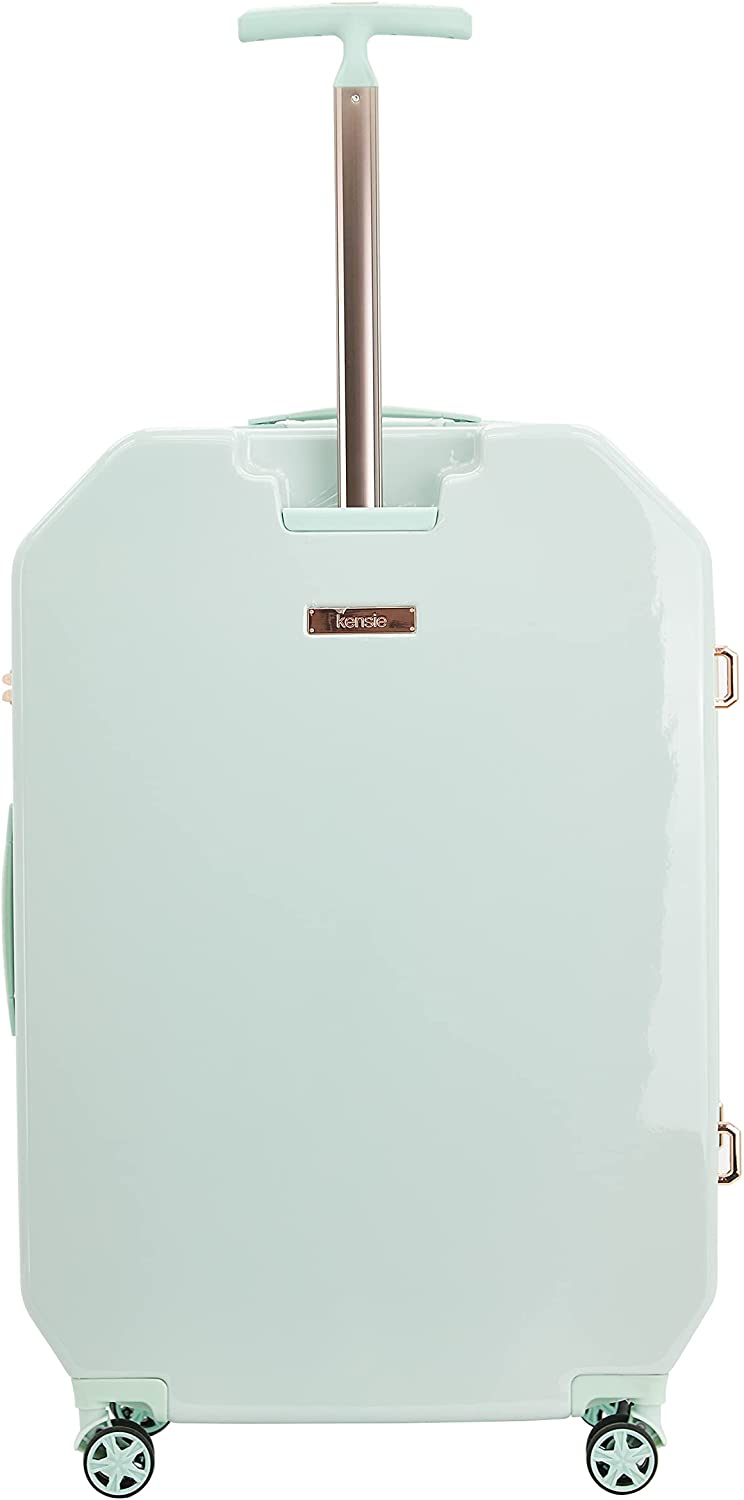 kensie Women's 3D Gemstone TSA Lock Hardside Spinner Luggage， Mint， 20-Inch Carry-On