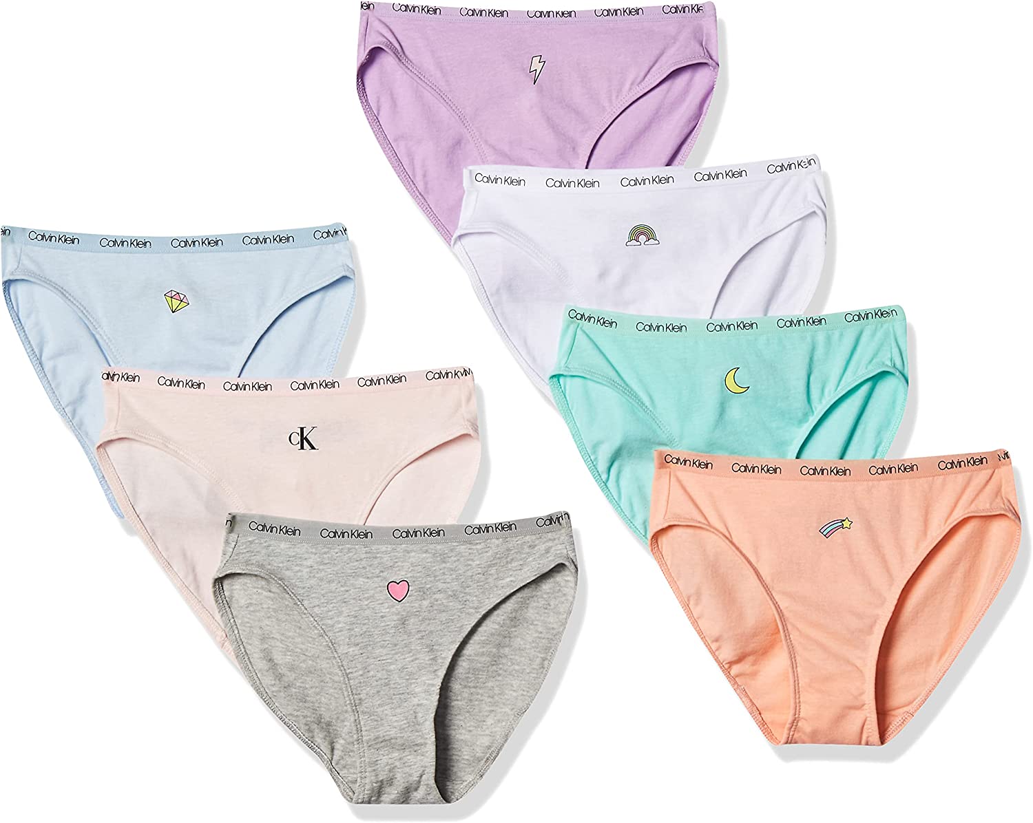 Calvin Klein Girls' Cotton Underwear Bikini Panties, 7 Pack