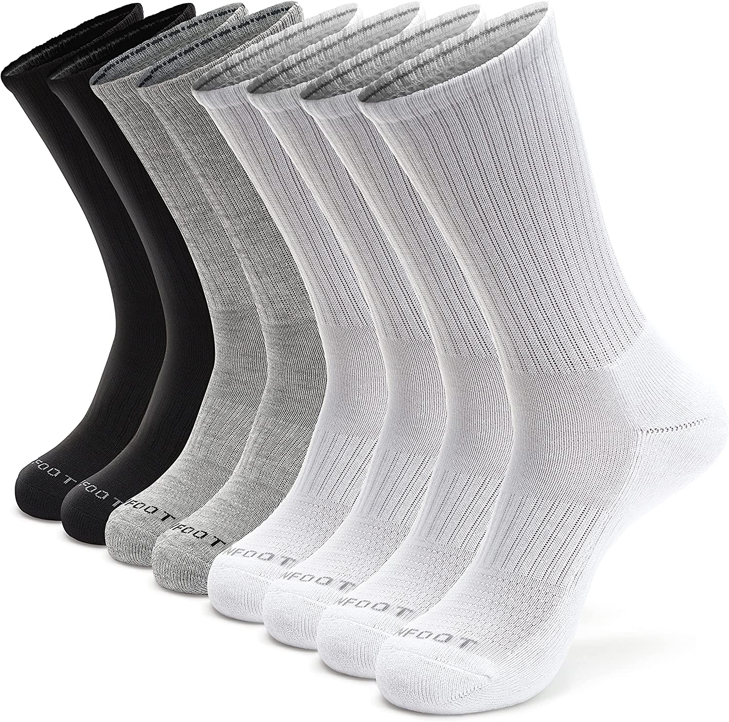 MONFOOT Women's and Men's 4-8 Pack Athletic Cushioned Crew Socks