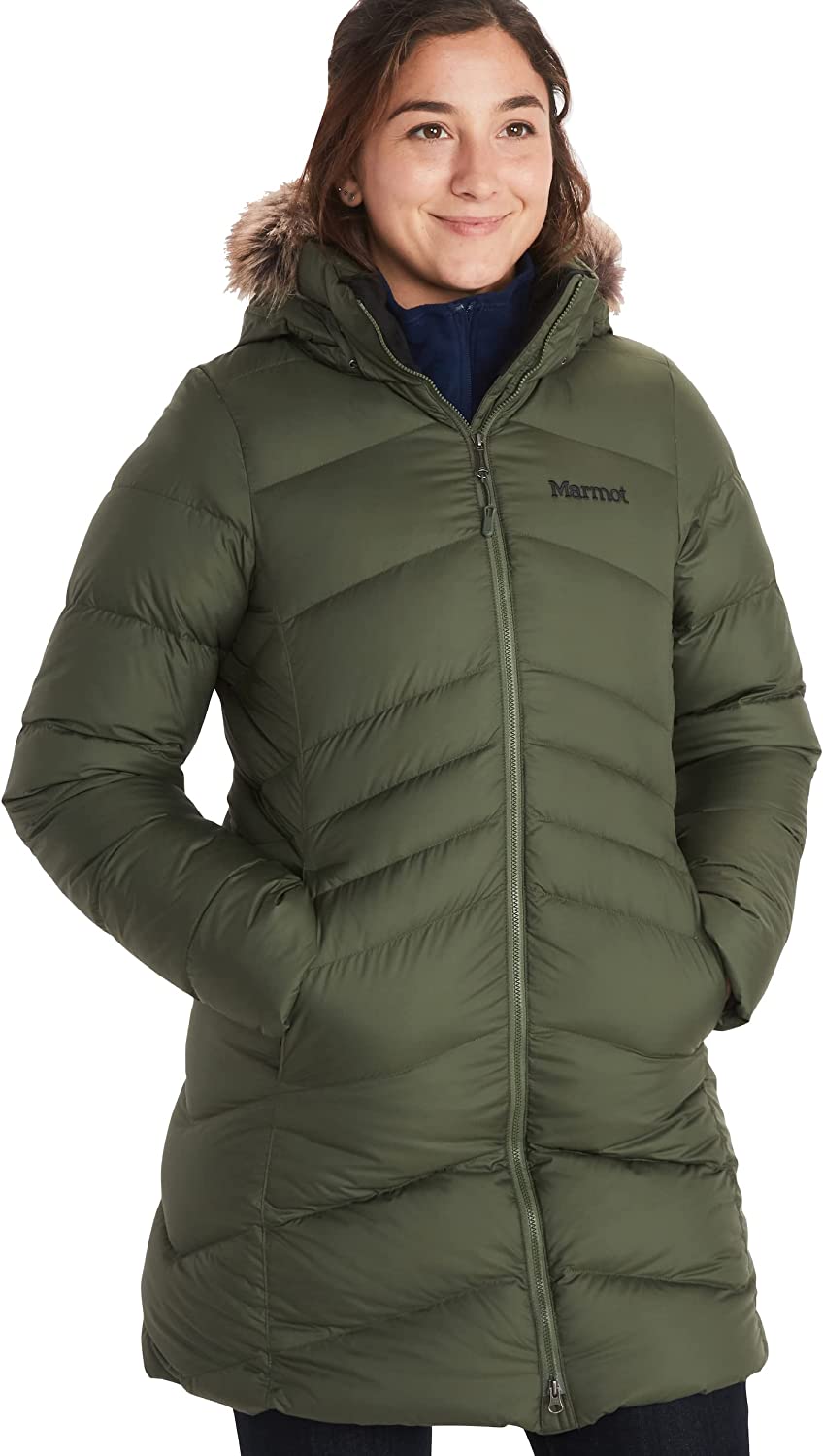 Marmot Montreal Women's Mid-Thigh Length Down Puffer Coat, Fill Power 700