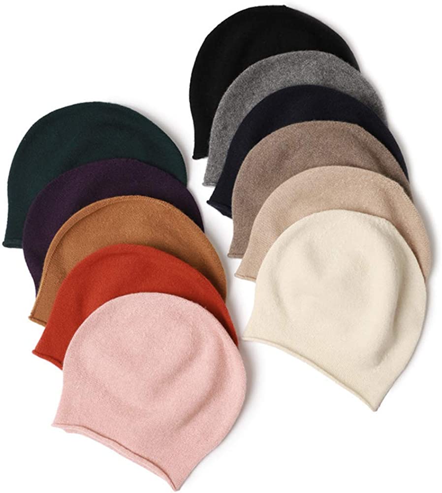 KIKONIO CHEN Women's 100% Cashmere Beanie Hat,Women Gift Beanie Skull Hats