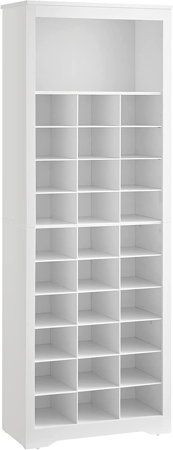 VASAGLE Shoe Storage Cabinet， 10-Tier Shoe Rack Organizer， Holds Up to 30 Pairs of Shoes， for Entryway Bedroom， 12.6 x 24.8 x 73.6 Inches， White ULBS273T14