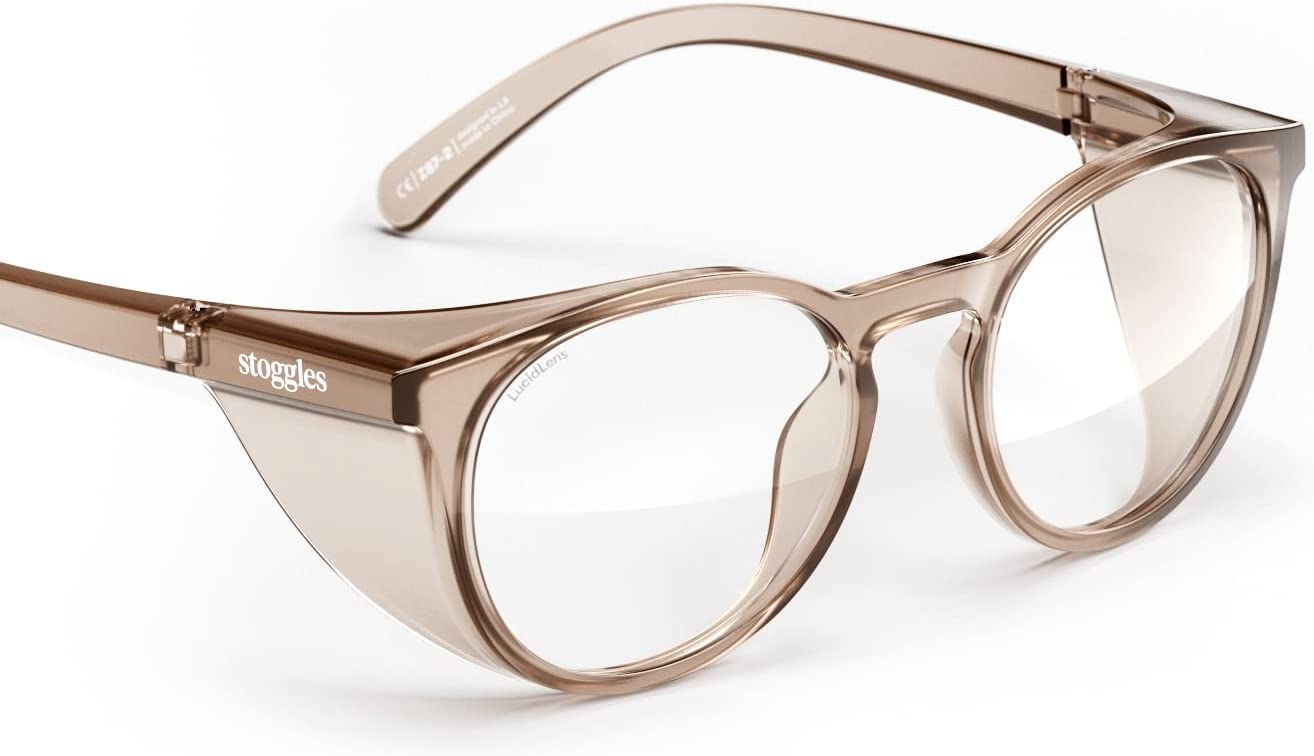 Stoggles - Official - Round - Z87.1 Certified Safety Glasses - Anti-Fog - Blue Light Blocking (Medium, Charcoal)