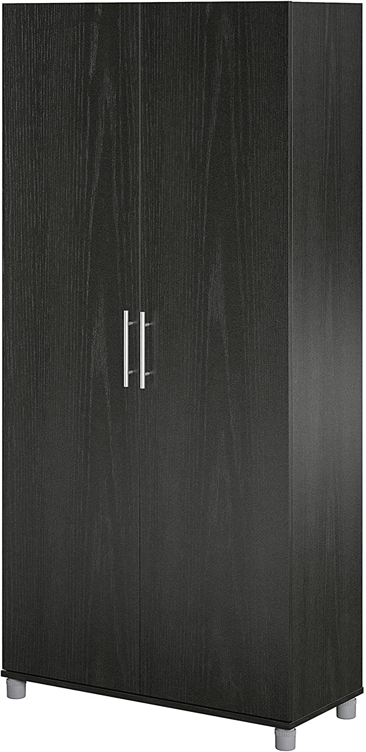 SystemBuild Camberly 36" Utility Storage Cabinet， Black Oak