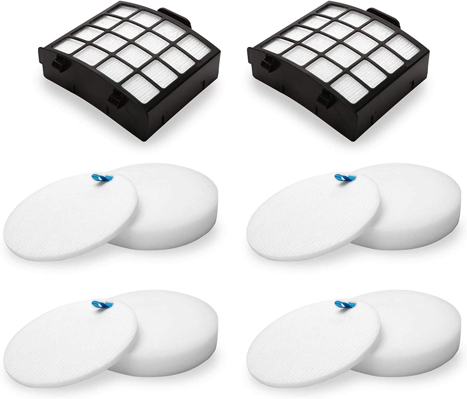 Colorfullife AZ2002 Vacuum Filter Replacement Kit for Shark Vertex DuoClean PowerFin Upright Vacuum AZ2000, AZ2000W, AZ2002, Replace XHFAZ2000, XFFKAZ2000, 2 Post-Motor Filters, 4 Foam Felt Filters