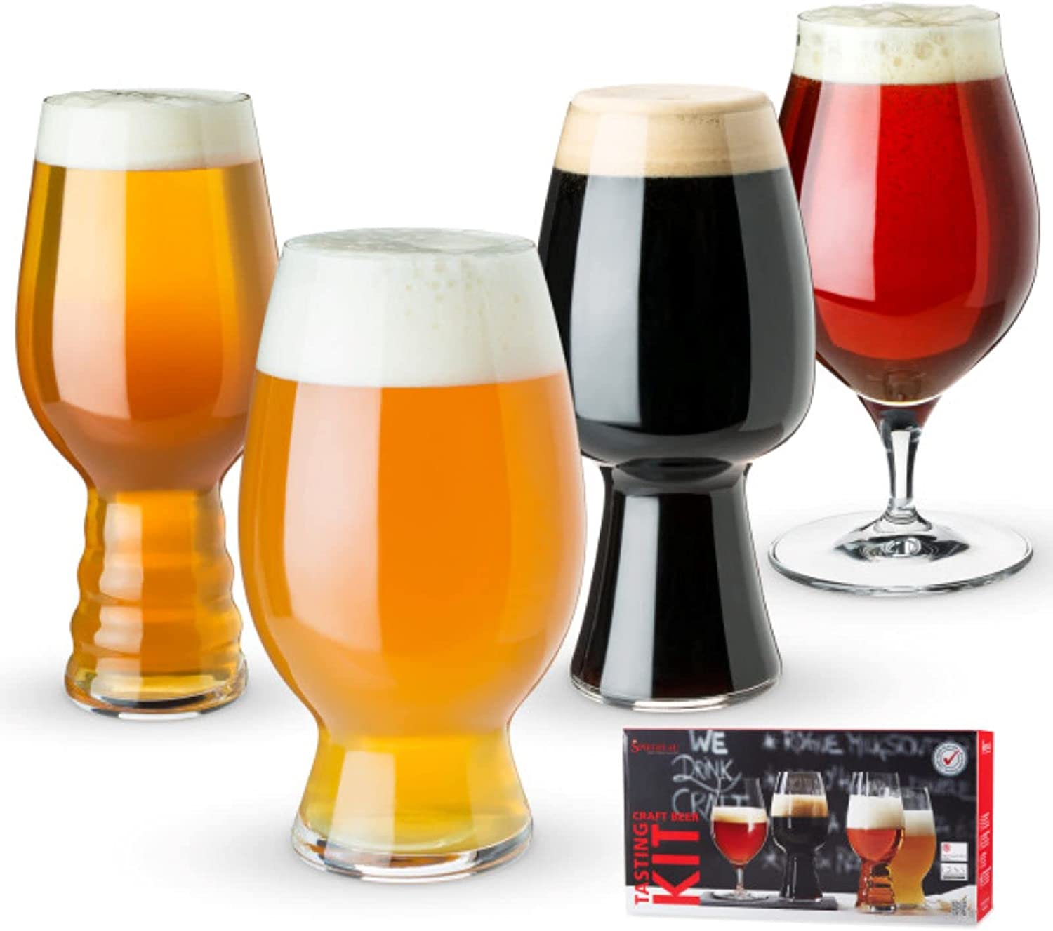 Spiegelau Craft Beer Tasting Kit Glasses, European-Made Lead-Free Crystal, Modern Beer Glasses, Dishwasher Safe, Professional Quality Tasting Glass Gift Set (Craft - Set of 4)
