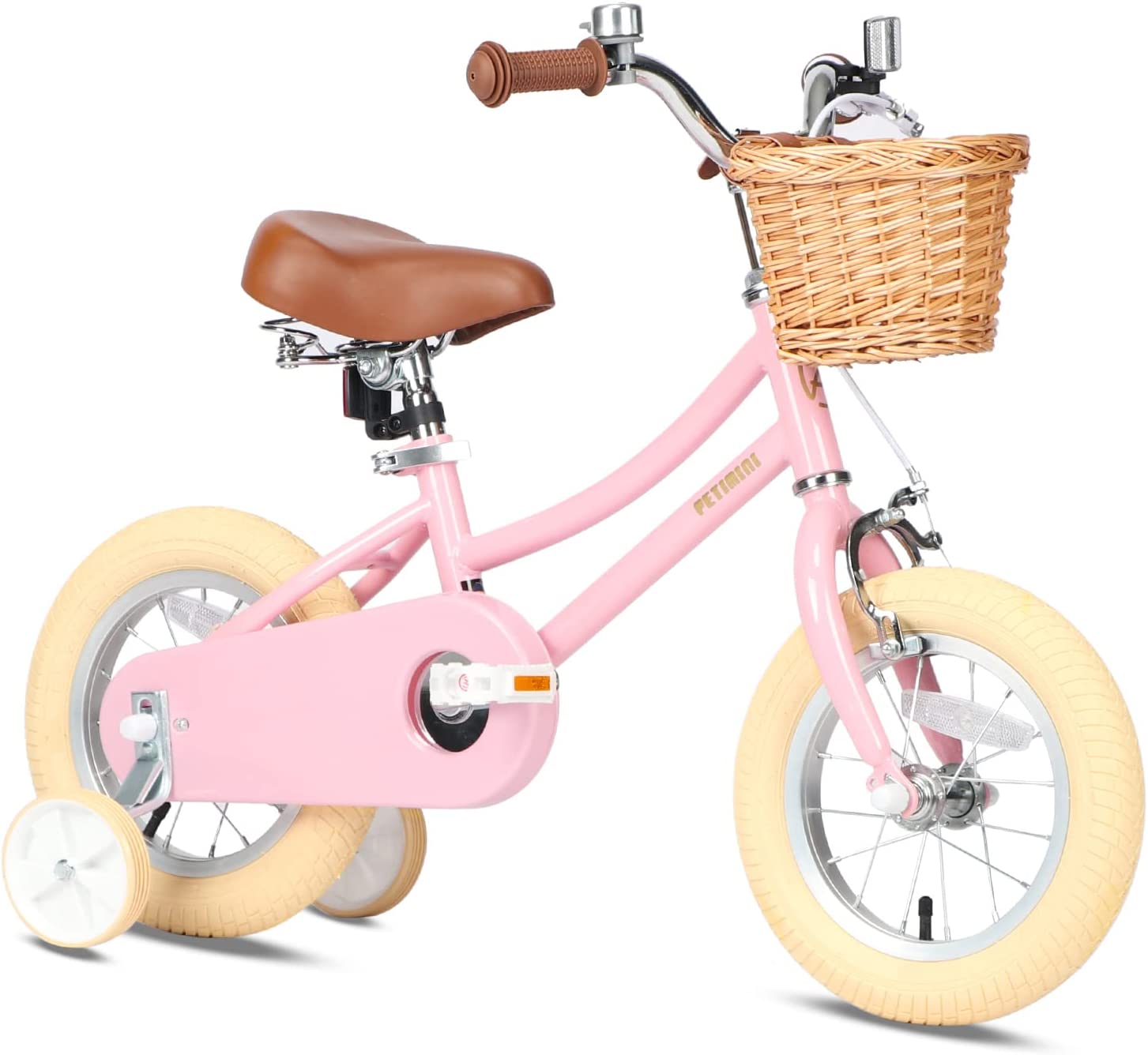 Petimini Girls Bike with Basket for 2-12 Years Old Kids, 12 14 16 18 20 Inch with Bell and Training Wheels, Multiple Colors