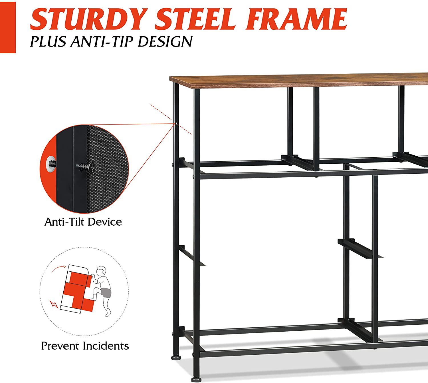 WLIVE Dresser TV Stand, Entertainment Center with Fabric Drawers, Media Console Table for TV up to 45 inch, Chest of Drawers for Bedroom, Living Room, Hallway, Black and Rustic Brown