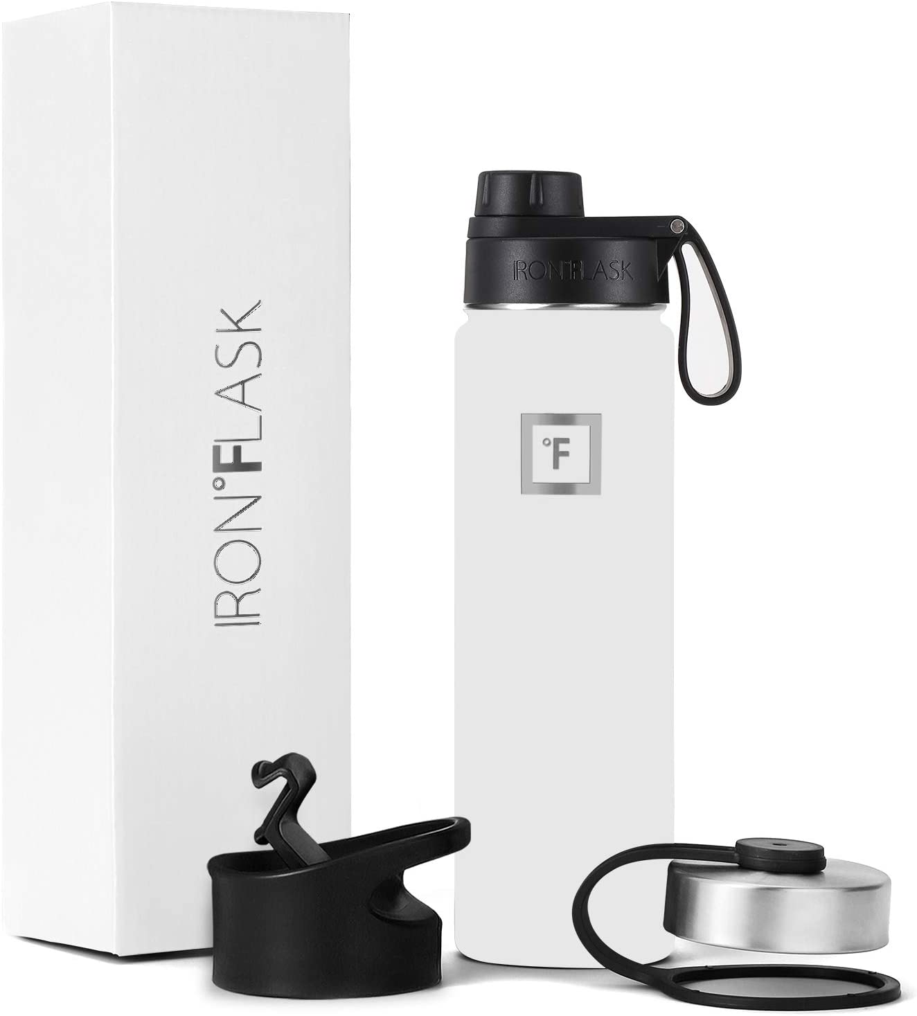 IRON °FLASK Sports Water Bottle - 22 Oz, 3 Lids (Spout Lid), Leak Proof, Vacuum Insulated Stainless Steel, Double Walled, Thermo Mug, Metal Canteen