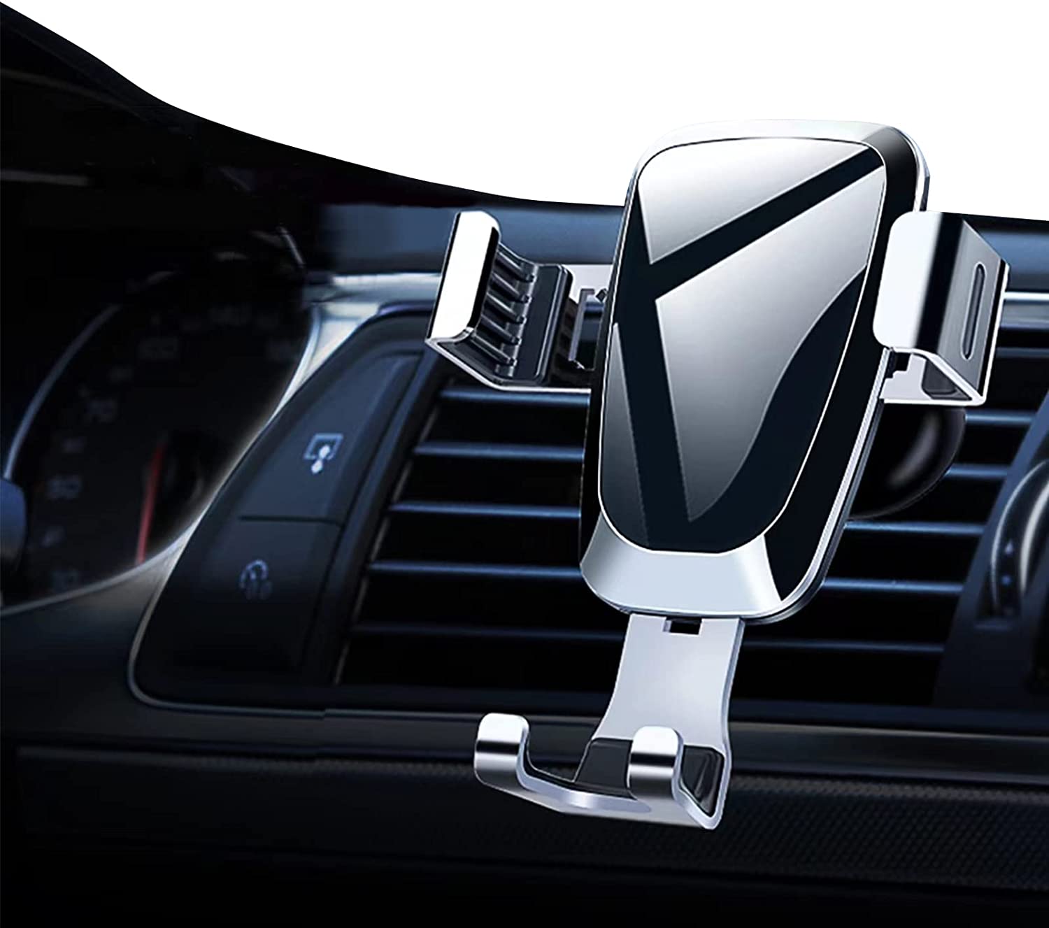 Car Phone Holder Ultra-Robust and Easy to Install Gravity Car Vent Phone Mount Hands Free Cradle Air Vent Clip Automotive for iPhone and Smartphones (Argent)