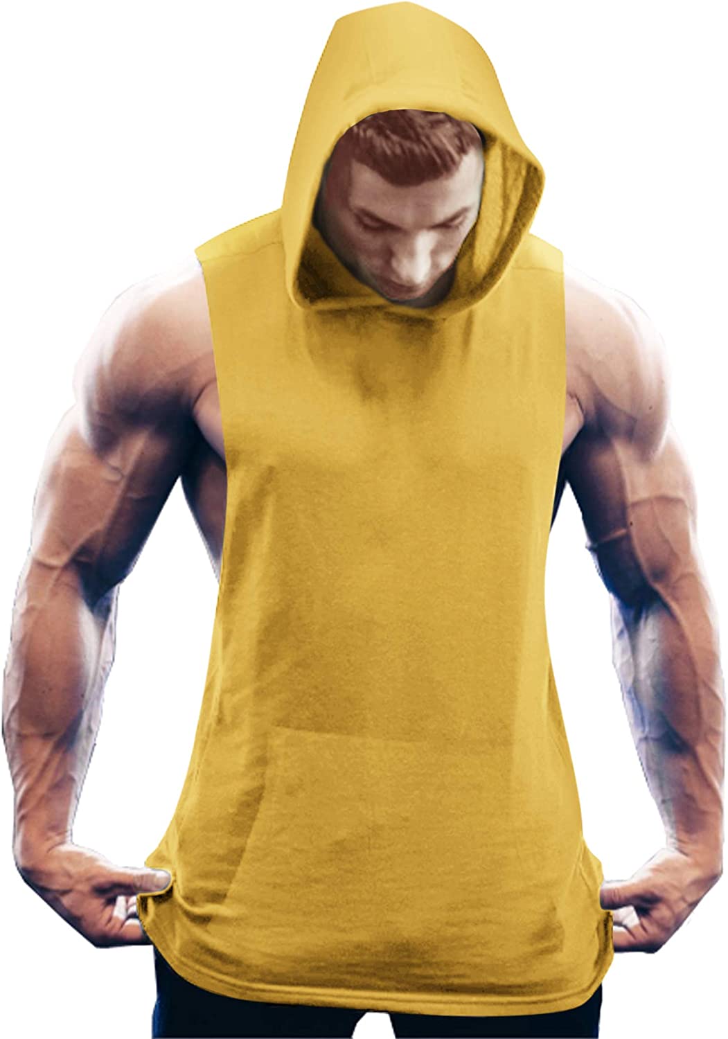 COOFANDY Men's Workout Hooded Tank Tops Bodybuilding Muscle Cut Off T Shirt Sleeveless Gym Hoodies