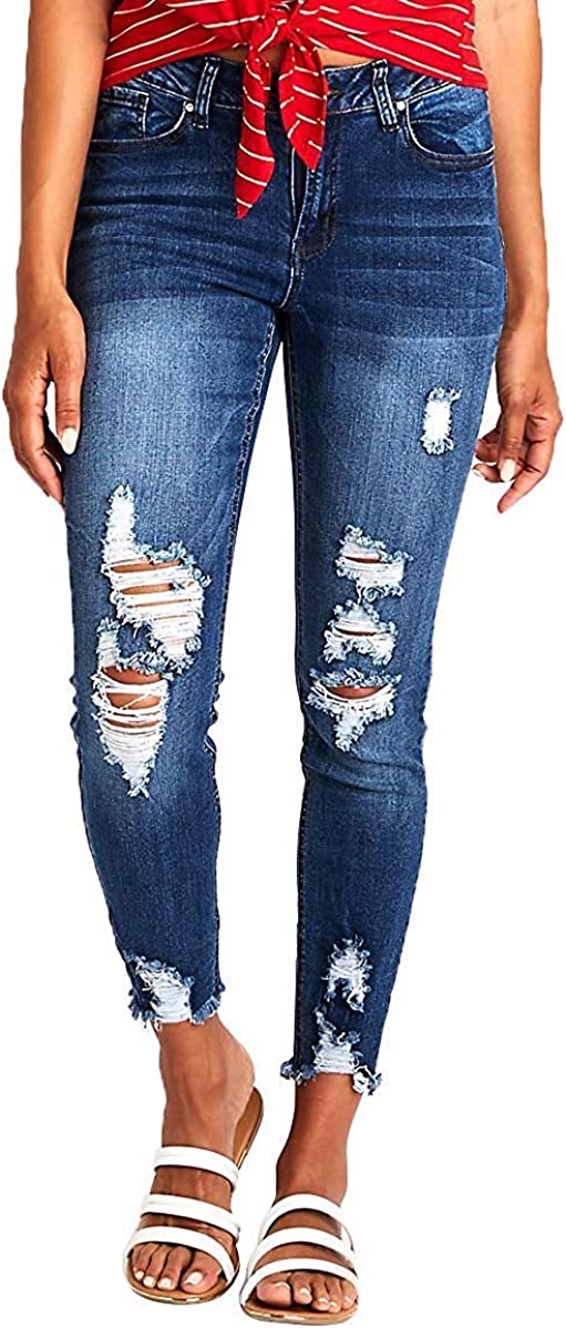 Resfeber Women's Ripped Boyfriend Jeans Stretch Jeans
