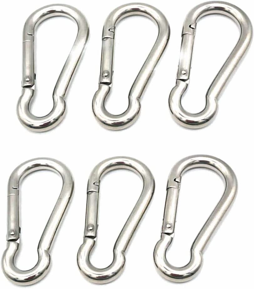 2.36 Inch Stainless Steel Spring Snap Hook Carabiner 316 Stainless Steel Keychain Clips for Keys Swing Set Camping Fishing Hiking Traveling,6 Pcs