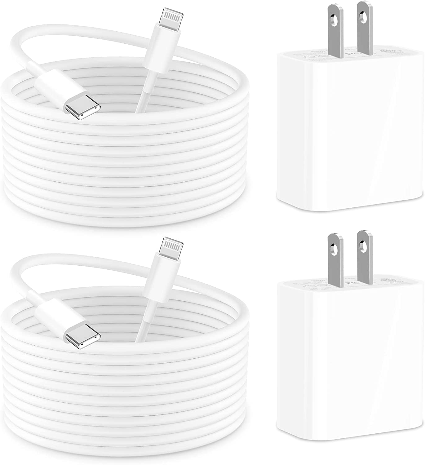 [Apple MFi Certified] iPhone Fast Charger, Rombica 2 Pack 20W USB C Power Delivery Rapid Wall Charger Plug with 6FT Type C to Lightning Quick Charging Data Sync Cord Compatible for iPhone/iPad/AirPods