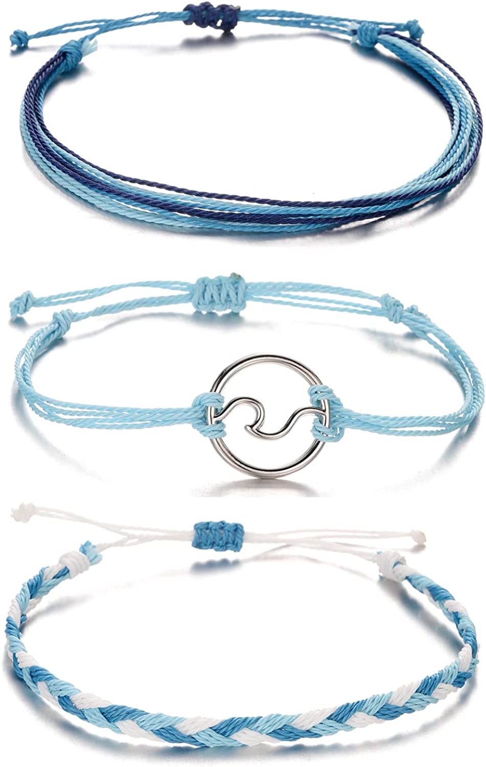 Softones VSCO String Wave Bracelets for Women Girls Handmade Colorful Waterproof Adjustable Braided Beach Bracelet Set for Women