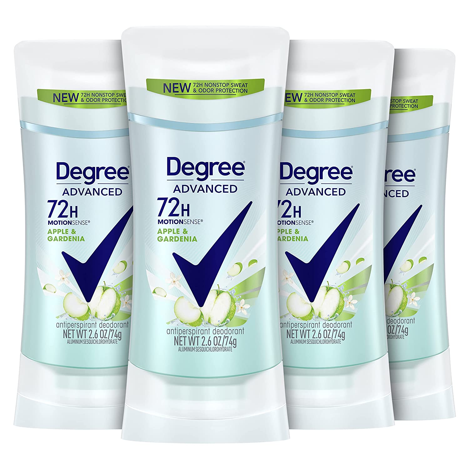 Degree Advanced Antiperspirant Deodorant 72-Hour Sweat & Odor Protection Apple & Gardenia Deodorant for Women with?MotionSense?Technology, 2.6 Ounce (Pack of 4)