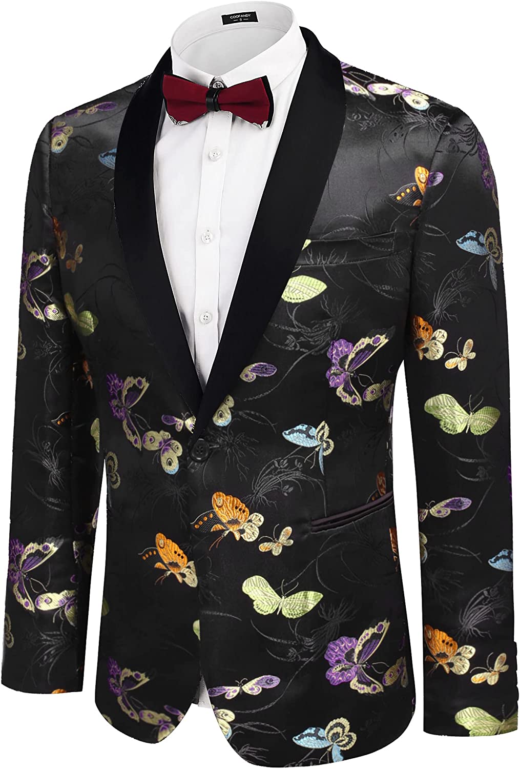 COOFANDY Men's Floral Dress Suit Luxury Embroidered Wedding Blazer Dinner Tuxedo Jacket for Party