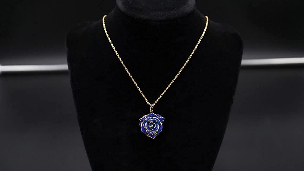 Eternal Rose Necklace - 24k Gold Dipped Rose Women's Pendant Necklace - Gift for Her