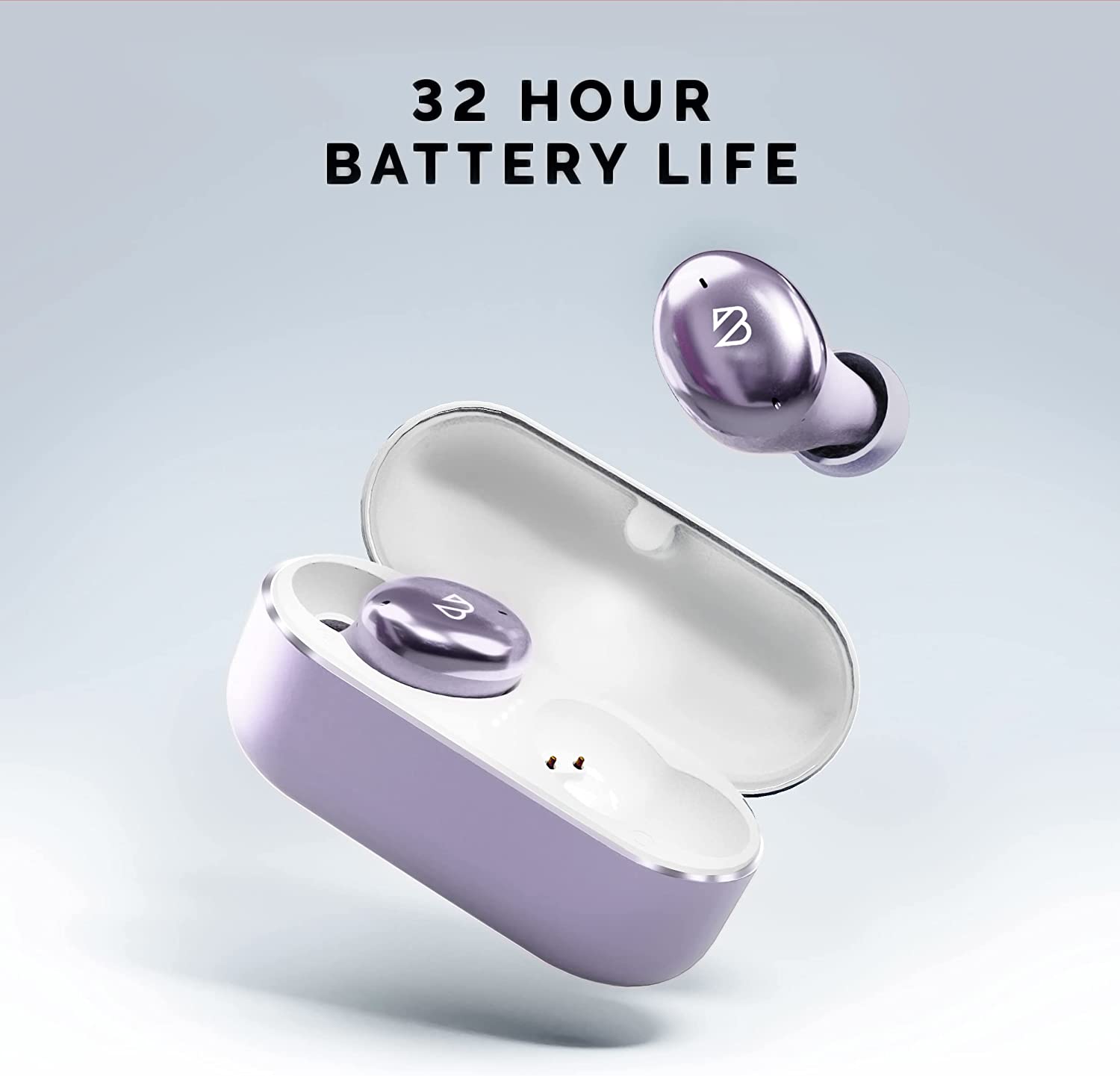 Tempo 30 Purple Wireless Earbuds for Small Ears Women, Cute Purple Earbuds with Mic, Bluetooth Earphones for Small Ear Canals, IPX7 Sweatproof, Long Battery, Loud