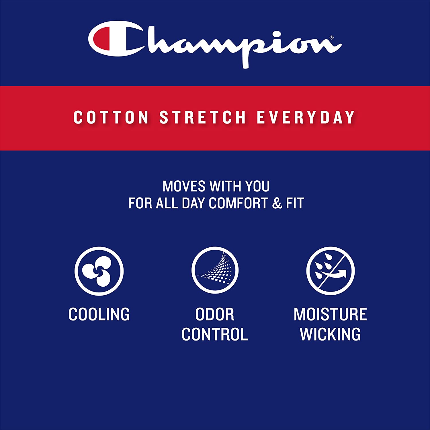 Champion Men's Underwear Boxer Briefs Pack， Moisture-Wicking， Performance Stretch Cotton， Trunks and Long Leg， Multipack