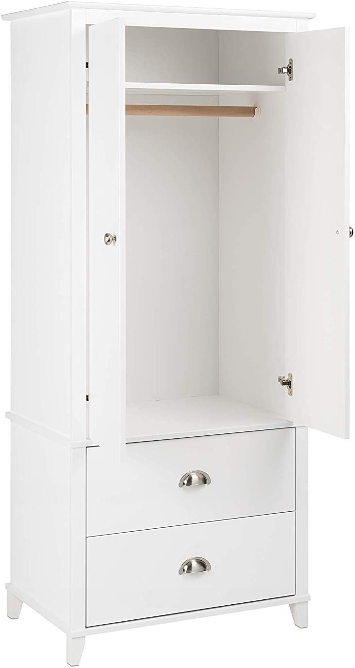 Prepac Yaletown 2 Door Armoire， 21"D x 31.5"W x 72"H， White