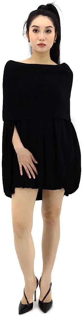 BURBERRY Black Wool and Crepe Off-The-Shoulder Dress, Brand Size 8 (US Size 6)